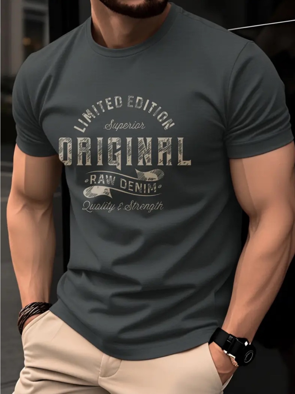 Original Limited Edition Grey Graphic Crewneck T-Shirt